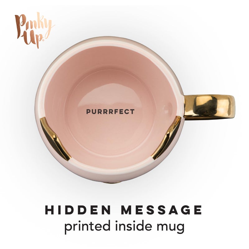 Pinky Up Chloe Cat Ceramic Coffee Mug, Tea Cups, Travel Mugs for Cappuccino, Latte, Hot Chocolate, Milk, Herbal Teas, 12 oz, Set of 1, Pink - Image 3